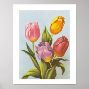 gele, roze en Paarse Tulpen Poster