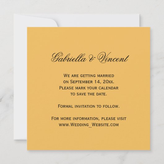 Gele roze en parelbruin sparen de Datum Save The Date (Achterkant)