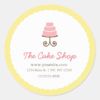 Gele & Roze Fantasie Cake Bakkerij Sticker Label
