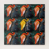 Gele roze flamingo vogels durven anders te zijn legpuzzel (Horizontaal)