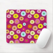 Gele roze groene Daisy Flowers Muismat (Met muis)