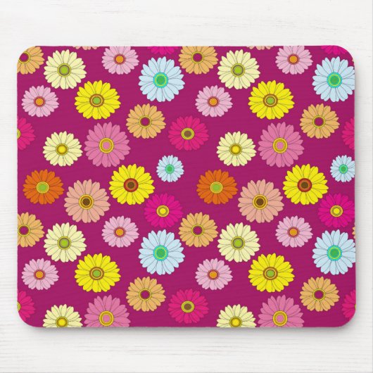 Gele roze groene Daisy Flowers Muismat (Voorkant)