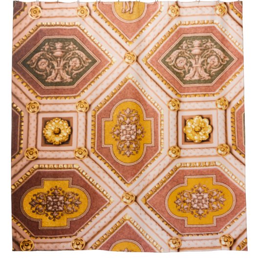 Gele Roze Hongaarse Architectuur Douchegordijn (Voorkant)