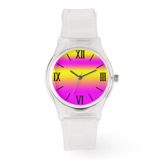 gele roze horloge (Voorkant)