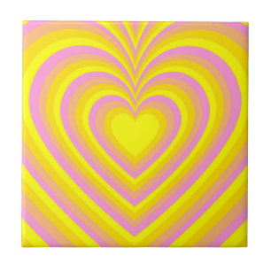 Gele Roze Hypnotische Hart Liefdespatroon Tegeltje