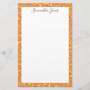 Gele roze luipaard   Gepersonaliseerd Briefpapier