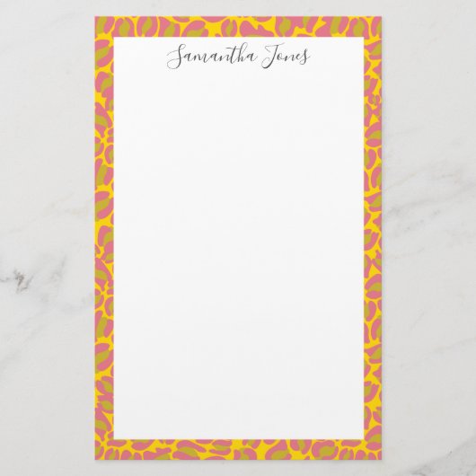 Gele roze luipaard | Gepersonaliseerd Briefpapier (Voorkant)