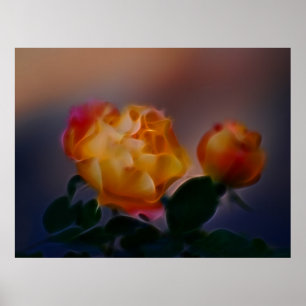 Gele roze met roze en betekenis poster