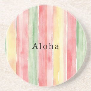 Gele Roze Mint Strepen Aloha Zandsteen Onderzetter