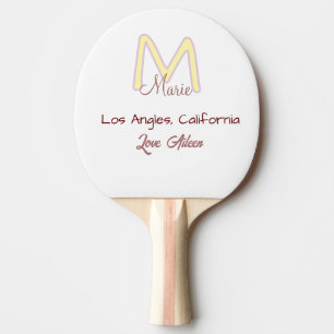 gele roze monogram naam liefde stad marron trendy tafeltennisbatje
