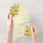 Gele Rozen Alles in Een Bruiloft Uitnodigen All In One Uitnodiging (Afscheurbaar)