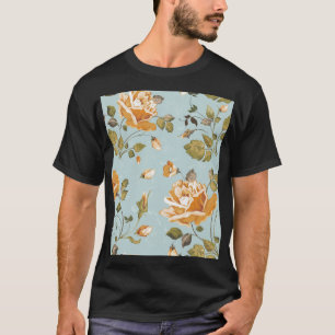 Gele Rozen Blauwe Achtergrond Wallpaper T-shirt