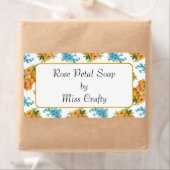 Gele rozen blauwe vloerkraft of zeep Label (Insitu)