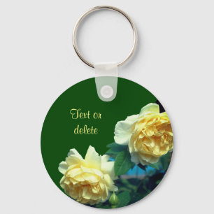 Gele rozen bloemen, gepersonaliseerd sleutelhanger
