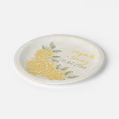  gele rozen bloemenbruiloft papieren bordje (Gekanteld)