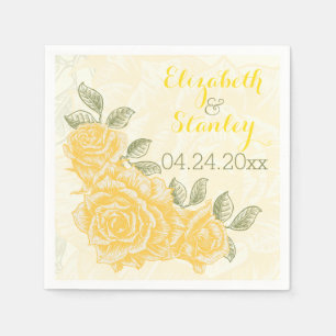  gele rozen bloemenbruiloft servet
