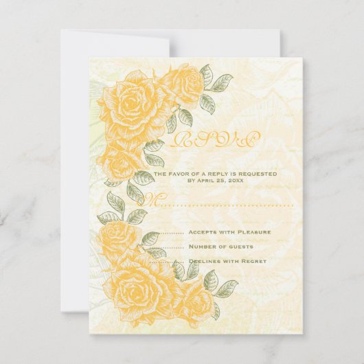 gele rozen bruiloft RSVP antwoordkaart (Voorkant)