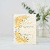 gele rozen bruiloft RSVP antwoordkaart (Staand voorkant)