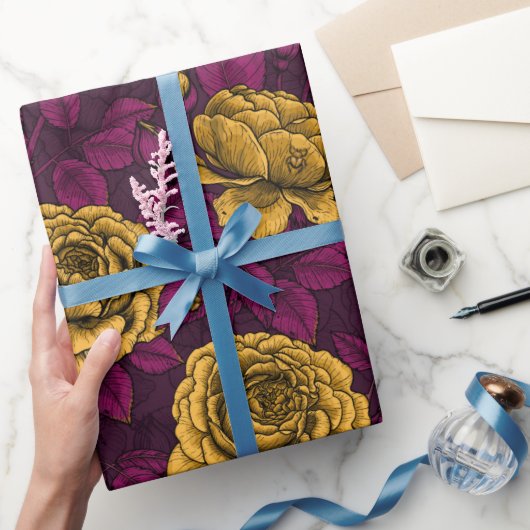 Gele rozen cadeaupapier (Geschenken)