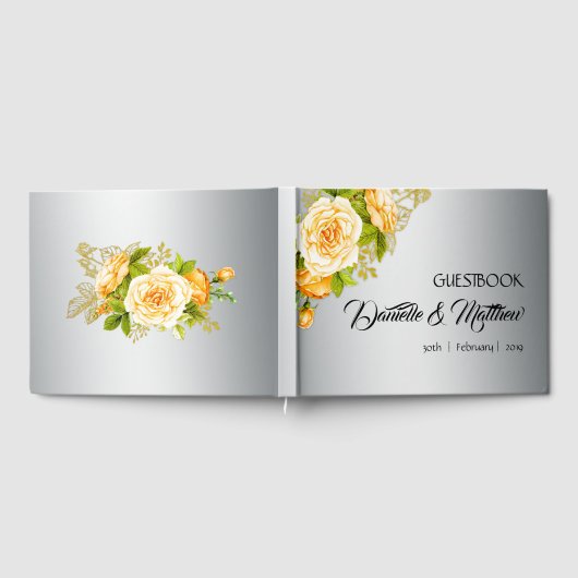 Gele rozen en Silver Wedding Guestbook Gastenboek (Volledig)