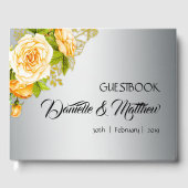Gele rozen en Silver Wedding Guestbook Gastenboek (Voorkant)