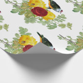 Gele rozen en vogels inpakpapier (Hoek)