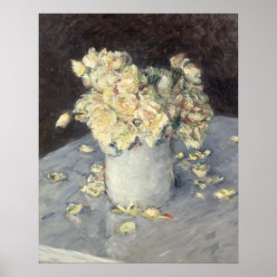 Gele rozen in een vaas door Caillebott Impressioni Poster