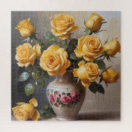Gele rozen in vaas legpuzzel