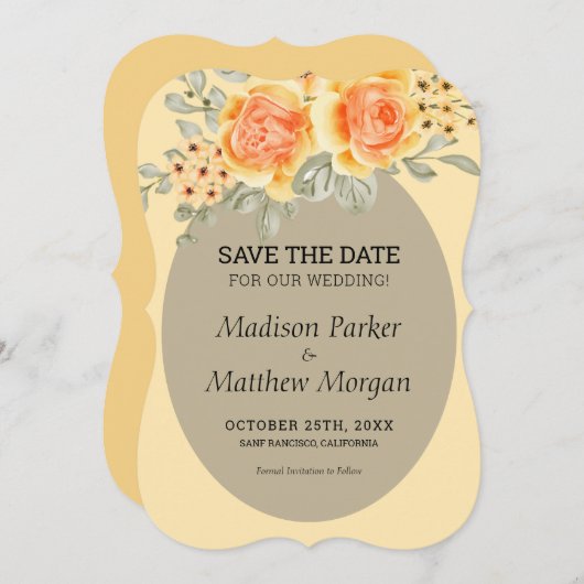 Gele rozen kaart (Voorkant / Achterkant)