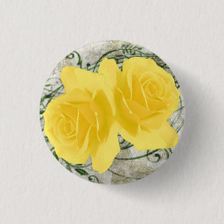 Gele Rozen Knop Ronde Button 3,2 Cm