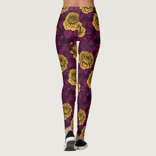 Gele rozen leggings (Achterkant)