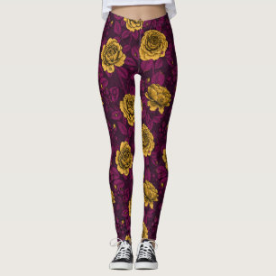 Gele rozen leggings