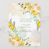 Gele rozen Lemons worden mijn Bridesmaid Kaart (Voorkant / Achterkant)