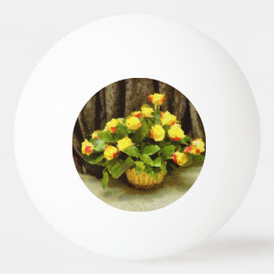 Gele rozen mand schilderij pingpongballen