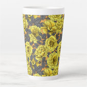 Gele rozen met grijze bladeren op sinaasappel latte mok (Voorkant)