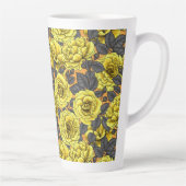 Gele rozen met grijze bladeren op sinaasappel latte mok (Rechts)