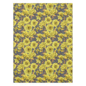 Gele rozen met grijze bladeren op sinaasappel tafelkleed (Voorkant)