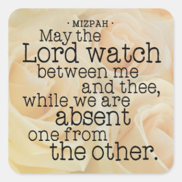 Gele Rozen | Mizpah Blessing Vierkante Sticker