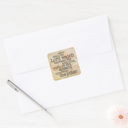 Gele Rozen | Mizpah Blessing Vierkante Sticker (Envelop)