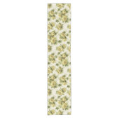 Gele rozen op Trellis Floral Pattern Korte Tafelloper (Voorkant)