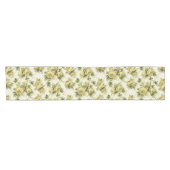 Gele rozen op Trellis Floral Pattern Korte Tafelloper (Horizontaal)