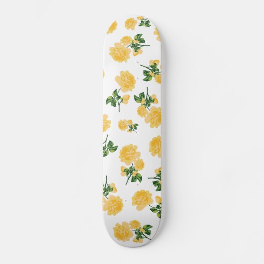 Gele rozen op witte skateboard (Voorkant)