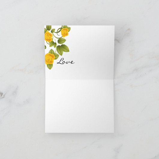 Gele rozen op zwarte en witte strepen bedankkaart (Binnen)