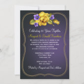 Gele rozen Paars Violet Goud Lijst Kaart (Voorkant)