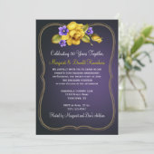 Gele rozen Paars Violet Goud Lijst Kaart (Staand voorkant)