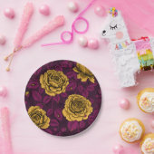 Gele rozen papieren bordje (Feest)