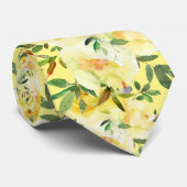 Gele rozen patroon bloemen bloem halsstrik stropdas (Opgerold)