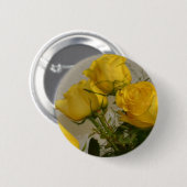 Gele rozen ronde button 5,7 cm (Voorkant /achterkant)