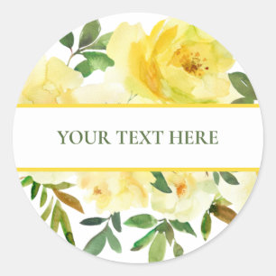 Gele Rozen Ronde Sticker Sjabloon Uw Tekst Hier