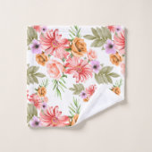 Gele rozen Roze Bloemen Floral Greenery Elegant Bad Handdoek (Wasdoekje)